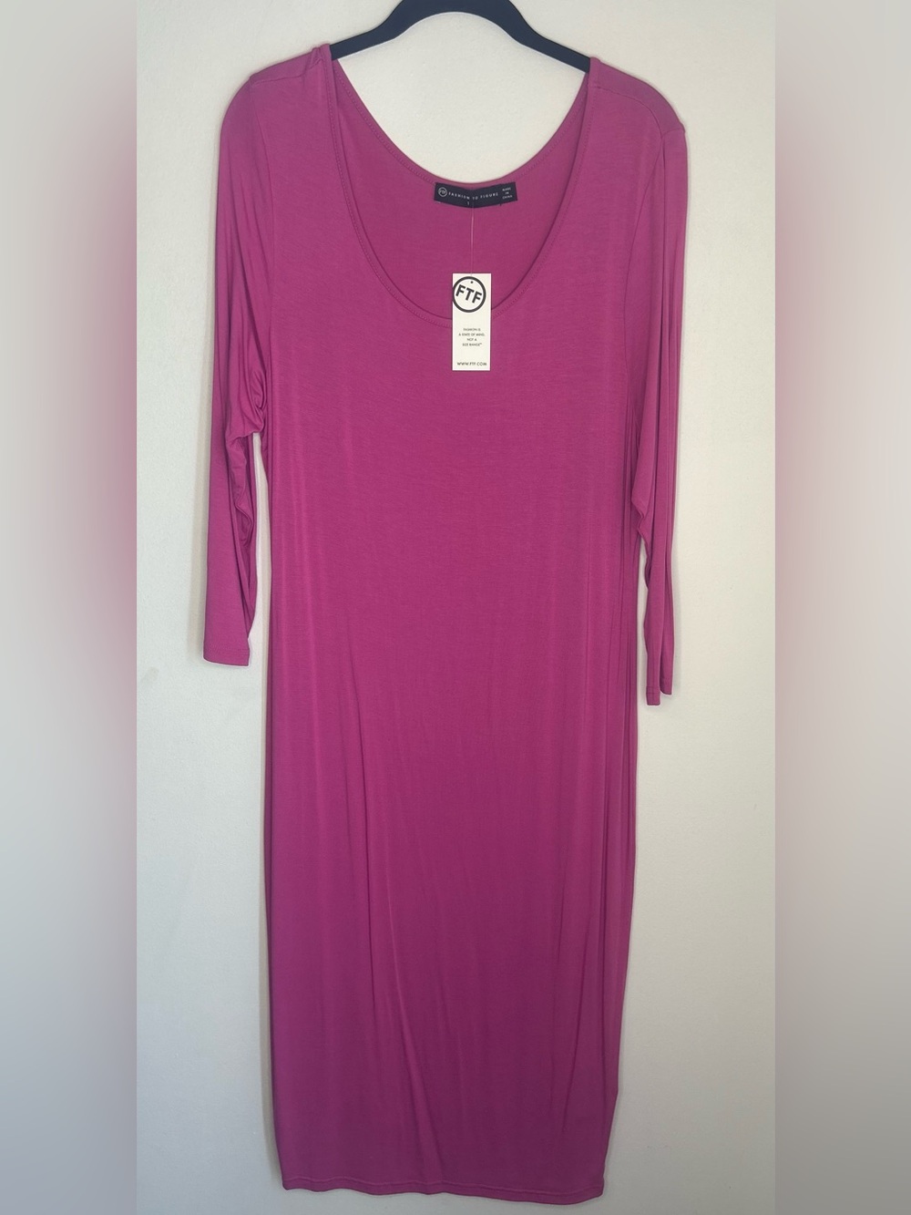 Fashion to Figure 3/4 Sleeve Midi Dress in Fuchsia